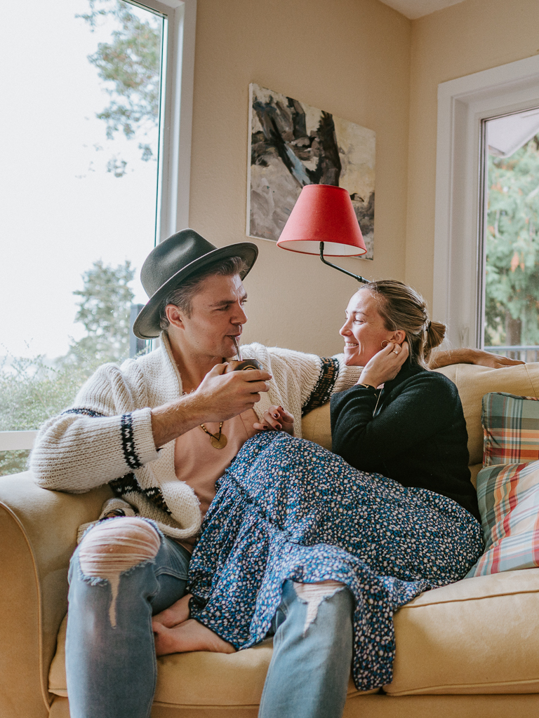  Josh is drinking Yerba Matte tea on his parents’ couch in Whidbey Island. I am smiling, loving him and pretending I don’t think his dirt-flavored caffeine is undrinkable. 