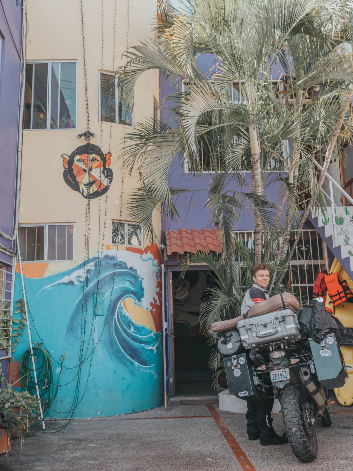  Outside our hostel in Mazatlan, Funky Monkey Hostel. 