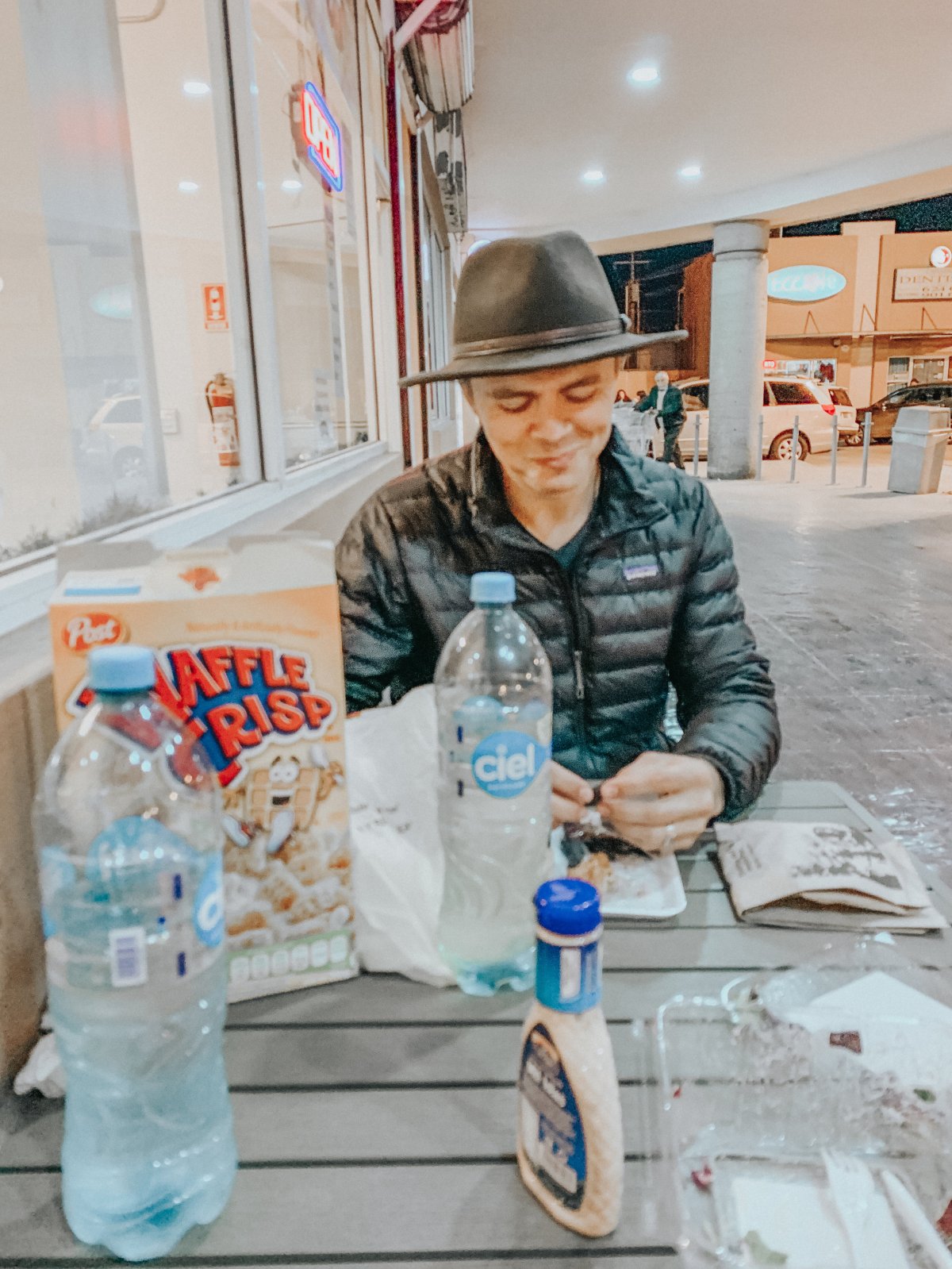  Deluxe vegan dinner outside the Calimax in Tijuana. 
