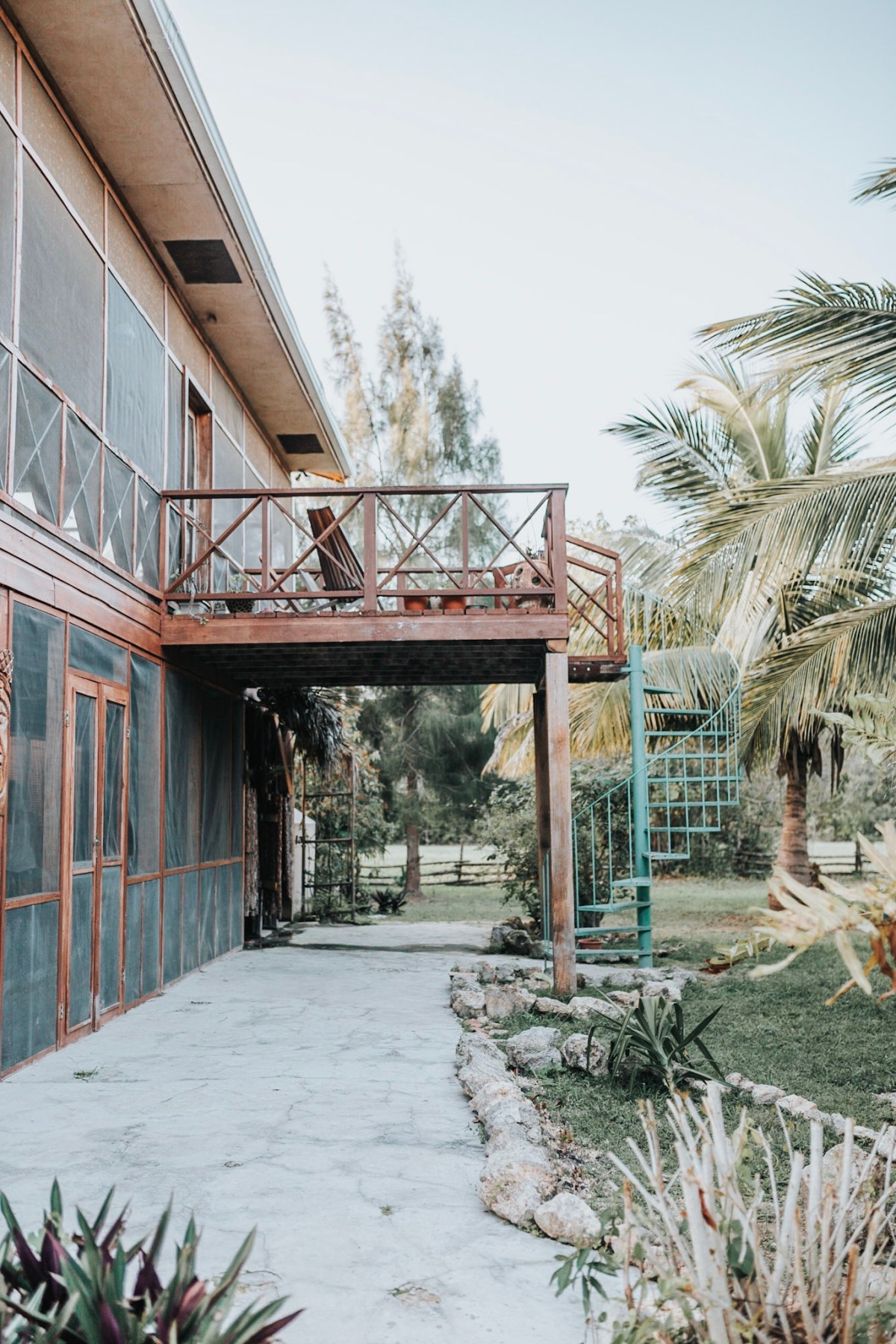  The stairs to the yoga deck at Serenity Retreats. 